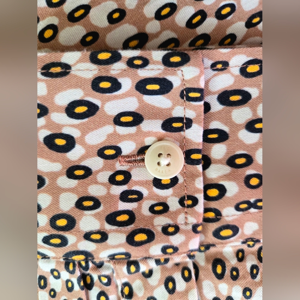 NWT TED BAKER London Multicolor Patterned Button-Down Shirt Size:4/L - Picture 4 of 13